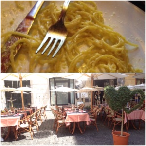 Gorgeous traditional carbonara and just one of the many beautiful restaurants 